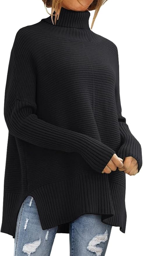 LILLUSORY Womens Turtleneck Oversized Tunic Fall Sweaters 2025 Casual Long Pullover Knit Winter Cute Poncho Fashion Trendy