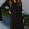 Dresses for Women 2025 V Neck Spring Summer Ruffle Long Sleeve Simple Casual Loose Flowy Autumn Winter Shift Dress