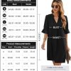 Wkior Shift Dress for Women V Neck Short Sleeves Solid Color Casual Flowy Summer Dresses(S-2XL)
