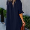Wkior Shift Dress for Women V Neck Short Sleeves Solid Color Casual Flowy Summer Dresses(S-2XL)