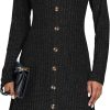 MOLERANI Women V Neck Long Sleeve Fall Dresses 2024 Knee Length Knit Casual Sweater Dress Button A Line Flowy Dresses