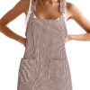 Yousify Womens Casual Striped Denim Dress Summer Pinafore Overalls Romper Adjustable Straps Jumper Dress with Pockets