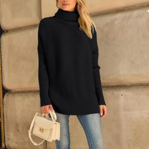 LILLUSORY Womens Turtleneck Oversized Tunic Fall Sweaters 2025 Casual Long Pullover Knit Winter Cute Poncho Fashion Trendy