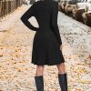 MOLERANI Women V Neck Long Sleeve Fall Dresses 2024 Knee Length Knit Casual Sweater Dress Button A Line Flowy Dresses