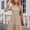 Zeagoo Womens Long Sleeve Fall Dresses with Pockets 2024 Ribbed Knit Casual Crew Neck Knee Length Sweater Dress
