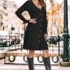 MOLERANI Women V Neck Long Sleeve Fall Dresses 2024 Knee Length Knit Casual Sweater Dress Button A Line Flowy Dresses