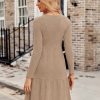 Zeagoo Womens Long Sleeve Fall Dresses with Pockets 2024 Ribbed Knit Casual Crew Neck Knee Length Sweater Dress