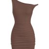 Women's Summer Mini Dresses Off The Shoulder Ruched Bodycon Graduation Dress Sexy Going Out Party Club Outfits