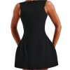 Women's Summer Sexy Sleeveless Zipper Mock Neck Slim Fit A-line Mini Dress Bodycon Party Club Dress for Women