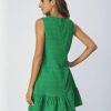 Women's Ruffle Hem Sleeveless Tank Dress Round Neck Casual Smock Summer Mini Dresses