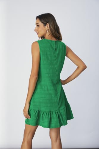 Women's Ruffle Hem Sleeveless Tank Dress Round Neck Casual Smock Summer Mini Dresses