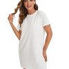 Women Casual Short T Shirt Dress Short Sleeve Straight Mini Tee Shirt Dress