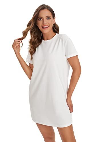 Women Casual Short T Shirt Dress Short Sleeve Straight Mini Tee Shirt Dress