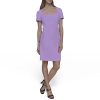 Womens Short Sleeve Square Neck Bow Embellished Shift Mini Dress