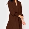 Womens Fall Long Sleeve Tunic Dress Casual V Neck Loose Ruffle Tiered Dress