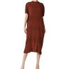 Women's Summer Folds Mini Dress - Round Neck Short Sleeve High Waist Designer Dress