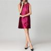 Women Purple Jacquard Sleeveless Tank Dress Beaded Summer Mini Casual High Street Fashion