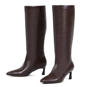 Knee High Boots Women Low Kitten Heel Long Tall Boots with Pointed Toe Winter Fall Sexy Fashion Comfortable Dress Shoes
