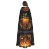 Fall Pumpkin Print Halloween Hooded Cloak Unisex Vibrant Adult Medieval Renaissance Festivals Cosplay