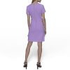 Womens Short Sleeve Square Neck Bow Embellished Shift Mini Dress