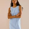 Womens Summer Linen Mini Dress Boat Neck Low Back Sleeveless Tank Dresses with Pockets 2025 Vacation Outfits