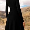 Fall Dresses for Women 2025 Long Sleeve Ribbed Knit A-Line Flowy Casual Wedding Guest Dresses Fashion Clothes