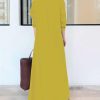 Women's Basic Loose Fit Long Sleeve Button Up Maxi Shirt Dress with Pockets