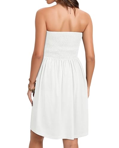 Summer Dresses for Women Strapless Casual Beach Cover Ups Tube Top Sundress
