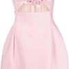 Women Off Shoulder 3D Flower Mini Dress High Waist Zipper Casual Summer Party Wear
