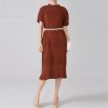 Women's Summer Folds Mini Dress - Round Neck Short Sleeve High Waist Designer Dress