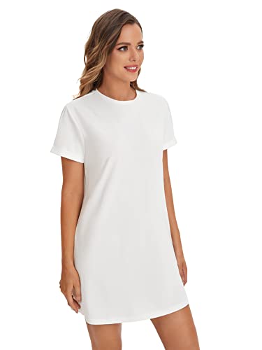 Women Casual Short T Shirt Dress Short Sleeve Straight Mini Tee Shirt Dress