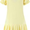 Women's Retro Pleated Knit Mini Dress Preppy Collared Short Summer