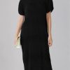 Women's Summer Folds Mini Dress - Round Neck Short Sleeve High Waist Designer Dress