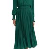 Womens Wrap V Neck Fall Dresses Wedding Guest Casual Pleated Long Sleeve Midi Dress Ruffle Smocked Long Dress
