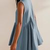 Sleeveless Mini Dress for Women 2025 Summer Casual V Neck Sundress Loose Babydoll Dress with Pockets