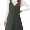 Women V Neck Corduroy Overall Dress 2025 Fall Mini Pinafore Jumper Dress