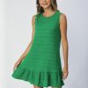 Women's Ruffle Hem Sleeveless Tank Dress Round Neck Casual Smock Summer Mini Dresses