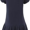 Women's Retro Pleated Knit Mini Dress Preppy Collared Short Summer