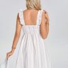 Women's Boho 2025 Summer Mini Dress, Sweet Cap Sleeve Striped Casual Mini Dress