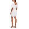 Women's Short Puff Sleeve Ruched V-Neck Shift Mini Dress