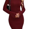 Fall Dresses for Women 2025 Ribbed Knit Bodycon Dress Mock Neck Bell Long Sleeve Pullover Sweater Winter Mini Dresses