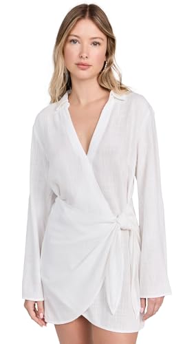 Las Palmas Dress for Women, Mini-Dress with Tie Front Wrap, Adjustable Tie, Plus Hook & Eye Closure