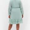 Women's Plus Size Dress - V Neck Frill Front Mini