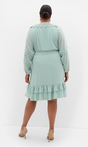 Women's Plus Size Dress - V Neck Frill Front Mini