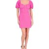 Women's Short Puff Sleeve Square Neck Stretch Woven Corset Mini Dress