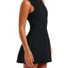 Women's Summer Sexy Sleeveless Zipper Mock Neck Slim Fit A-line Mini Dress Bodycon Party Club Dress for Women