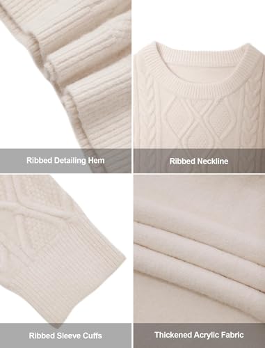Oversized Sweater 90s Vintage Cable Knit Long Sleeve Women Heavy Crewneck Pullover