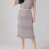 Women's Summer Folds Mini Dress - Round Neck Short Sleeve High Waist Designer Dress