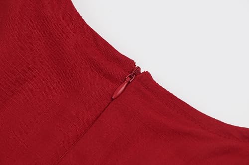 Women's Summer Sleeveless Mini Dress Cotton Linen V Neck Cinched A Line Slim Tank Short Dress