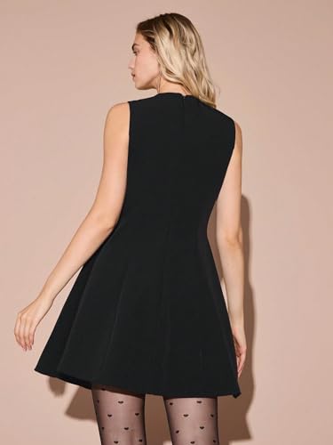 Women's Mini Sexy Dress 2025 Summer Round Neck Sleeveless Slim Fit A-Line Dress